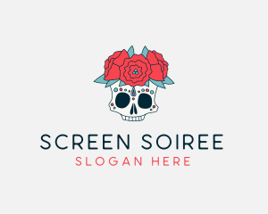 Floral Festival Skull logo design