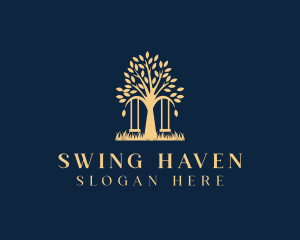 Tree Swing Grass logo design