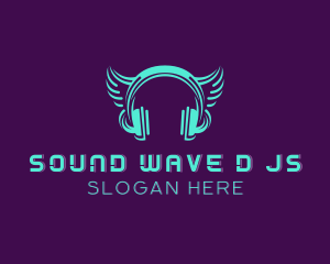 Music Headphone Wings logo design