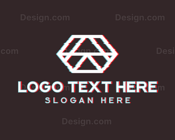 Geometric Hexagon Glitch Logo