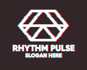 Geometric Hexagon Glitch logo