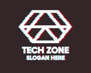 Geometric Hexagon Glitch logo