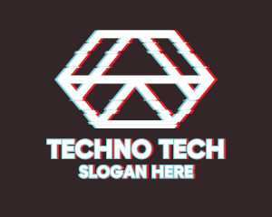 Geometric Hexagon Glitch logo