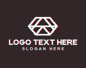 Geometric Hexagon Glitch logo