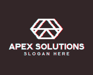 Geometric Hexagon Glitch logo design