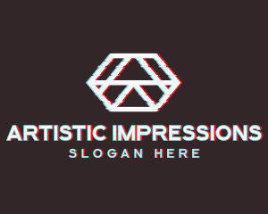 Geometric Hexagon Glitch logo design