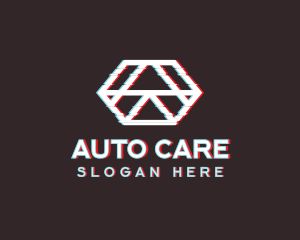 Geometric Hexagon Glitch logo design