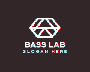 Geometric Hexagon Glitch logo design