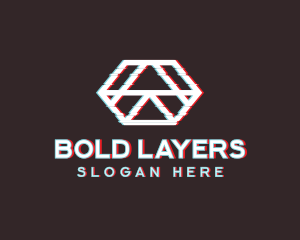 Geometric Hexagon Glitch logo design