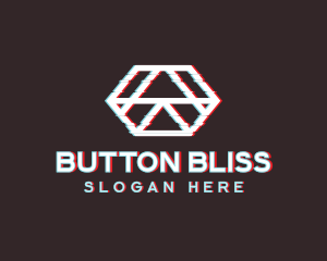 Geometric Hexagon Glitch logo design