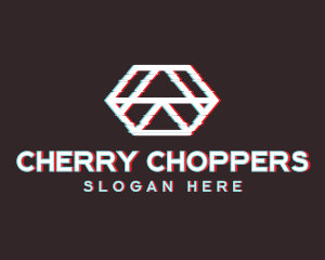 Geometric Hexagon Glitch logo design