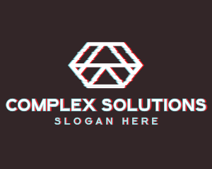 Geometric Hexagon Glitch logo design