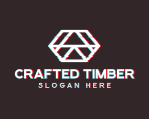 Geometric Hexagon Glitch logo design