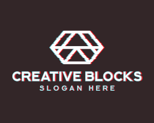 Geometric Hexagon Glitch logo design