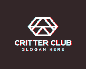 Geometric Hexagon Glitch logo design