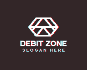 Geometric Hexagon Glitch logo design