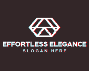 Geometric Hexagon Glitch logo design