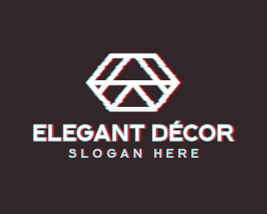 Geometric Hexagon Glitch logo design