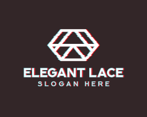 Geometric Hexagon Glitch logo design