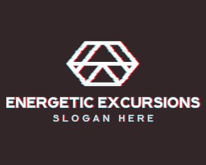 Geometric Hexagon Glitch logo design