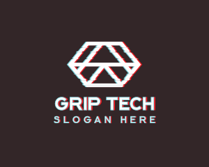 Geometric Hexagon Glitch logo design