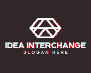 Geometric Hexagon Glitch logo design