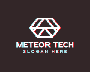 Geometric Hexagon Glitch logo design