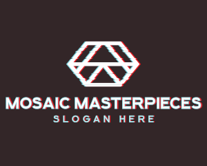 Geometric Hexagon Glitch logo design