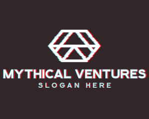 Geometric Hexagon Glitch logo design