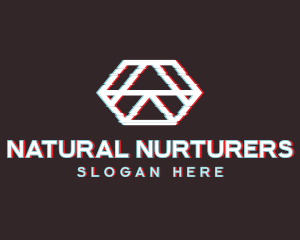 Geometric Hexagon Glitch logo design