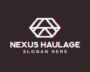 Geometric Hexagon Glitch logo design