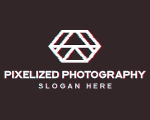 Geometric Hexagon Glitch logo design