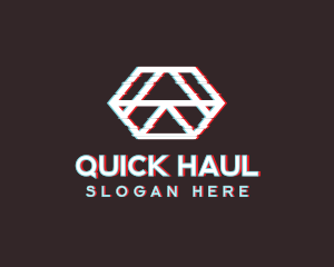 Geometric Hexagon Glitch logo design