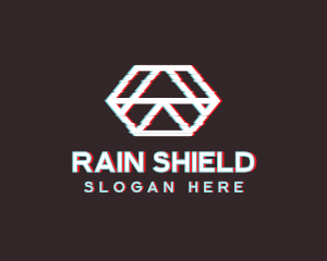 Geometric Hexagon Glitch logo design