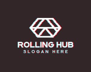 Geometric Hexagon Glitch logo design