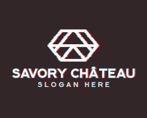 Geometric Hexagon Glitch logo design