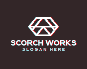 Geometric Hexagon Glitch logo design