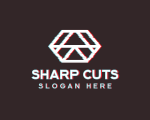 Geometric Hexagon Glitch logo design