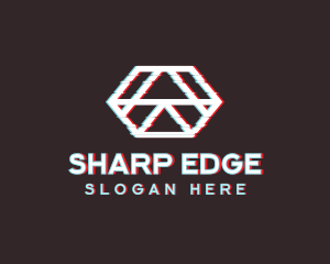 Geometric Hexagon Glitch logo design