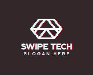 Geometric Hexagon Glitch logo design