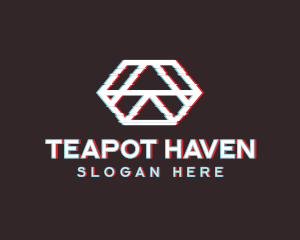 Geometric Hexagon Glitch logo design