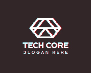 Geometric Hexagon Glitch logo design