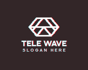 Geometric Hexagon Glitch logo design