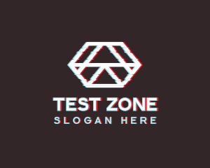 Geometric Hexagon Glitch logo design