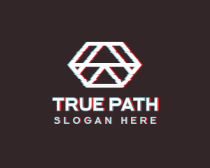 Geometric Hexagon Glitch logo design