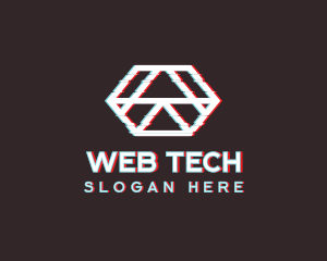 Geometric Hexagon Glitch logo design