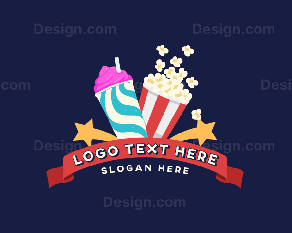 Popcorn Slushy Drink Snacks Logo