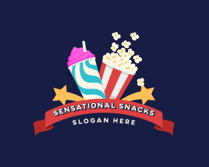 Popcorn Slushy Drink Snacks logo design