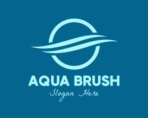 Blue Round Aquatic Wave logo design