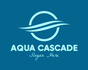 Blue Round Aquatic Wave logo design